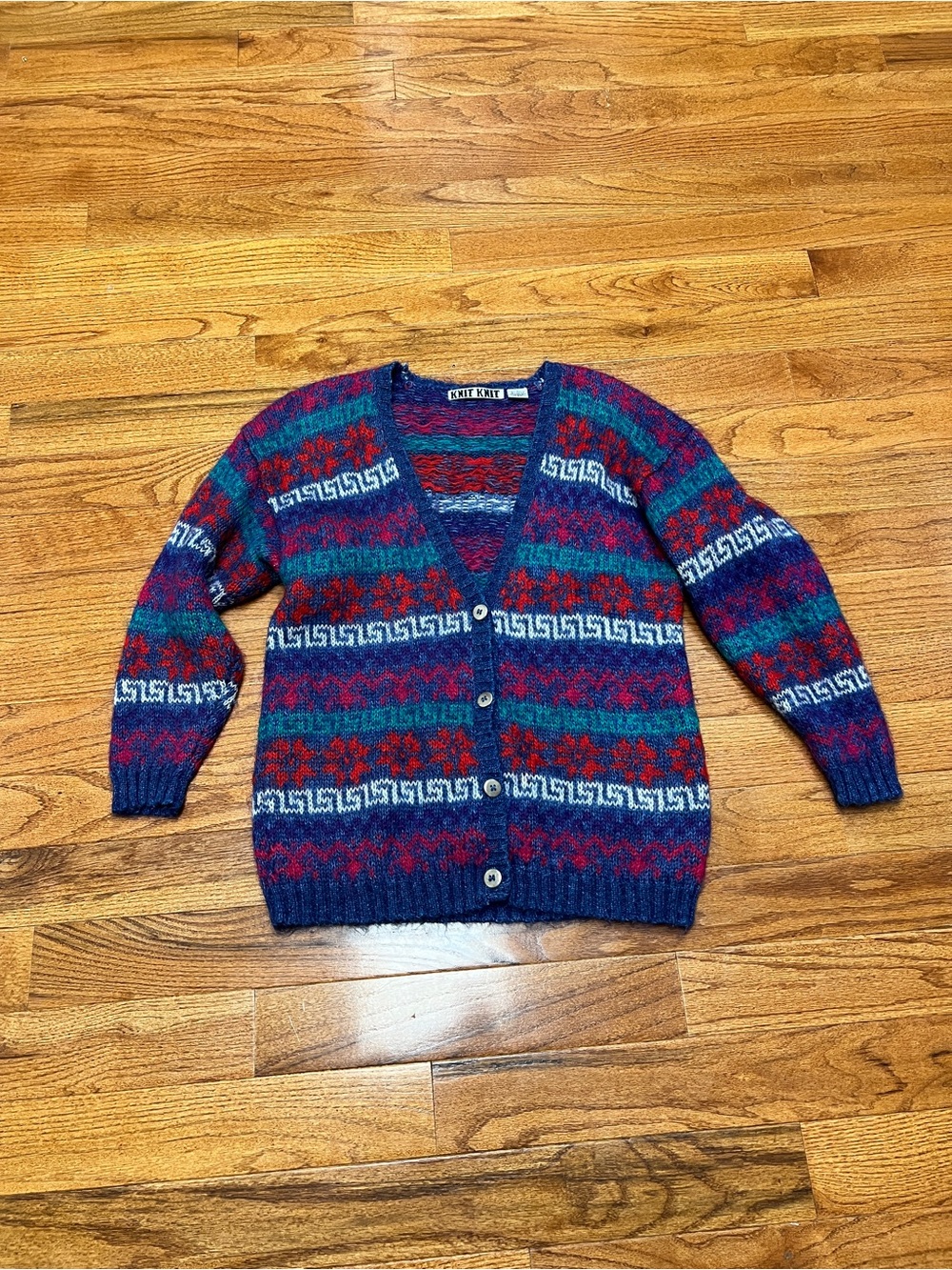 Knit knit Button-Up Cardigan Sweater - vintage crazy grandpa cardigan